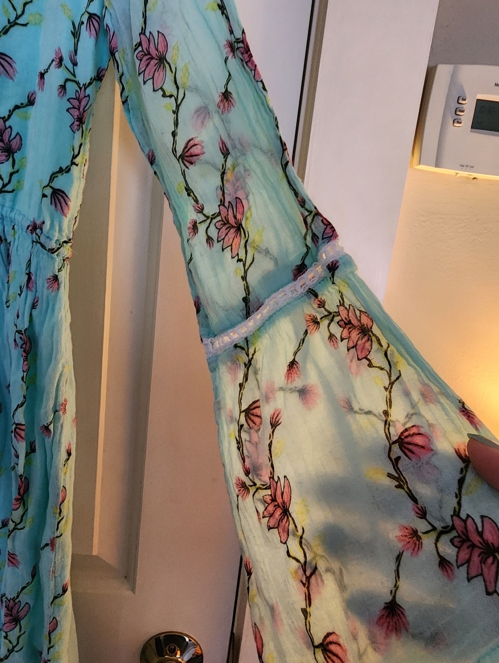 Debbie Katz South Beach Maxi Green & Pink Floral Dress Romantic Resort Size S - Picture 7 of 12